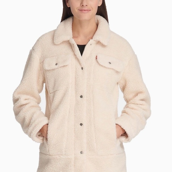 Women’s Levi’s Long Sherpa Trucker Jacket - Picture 1 of 16